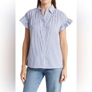Beach lunch lounge stripe button down blouse